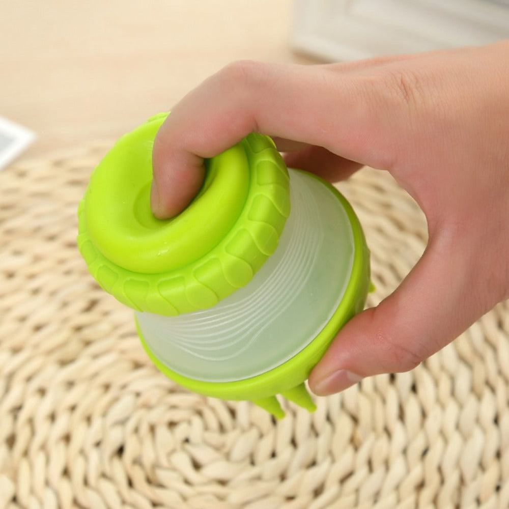 Dog Bath Brush with Massage Comb and Foot Cup